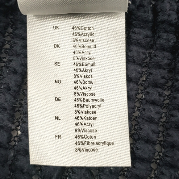 Samsoe Samsoe Navy Blue Open Knit Sweater Size XS Boat Neck Elbow Length Sleeves - Picture 7 of 8